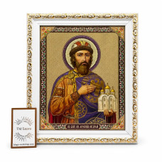 Icon of Prince Yaroslav the Wise in a white frame 18x21 cm