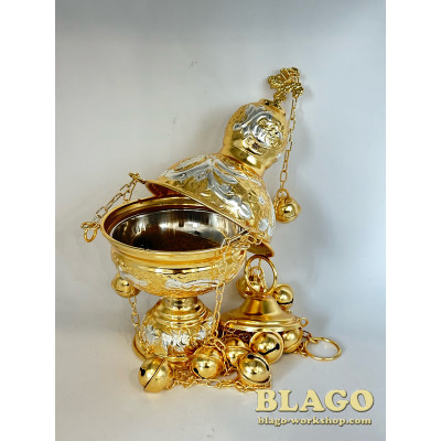 Кадило греческое комбинированное чеканка, 10х25 см