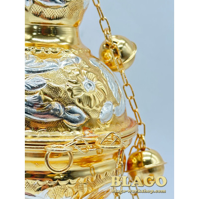 Кадило греческое комбинированное чеканка, 10х25 см