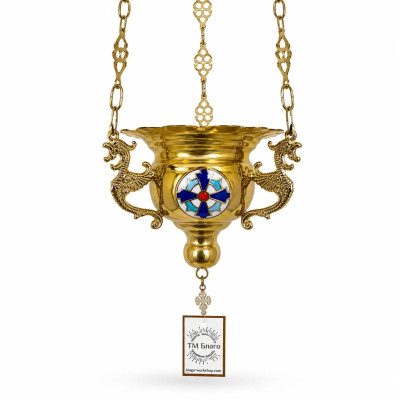 Cast brass pendant lamp with colored enamel 11x14x55 cm Cast brass pendant lamp with colored enamel 11x14x55 cm