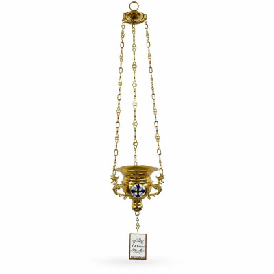 Cast brass pendant lamp with colored enamel 11x14x55 cm