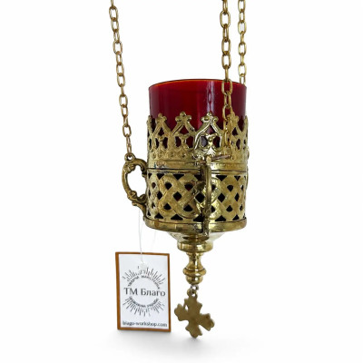 Church hanging lamp brass with glass cup 9x15x60 cm