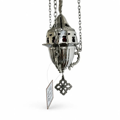 Church hanging lamp nickel with red glass 9x23x57 cm