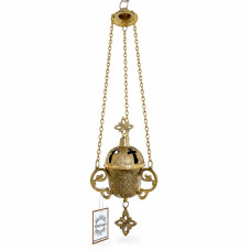 Brass pendant lamp 8x21x60 cm with lid and glass