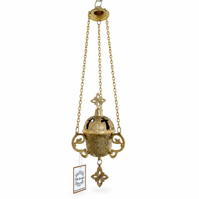 Brass pendant lamp 8x21x60 cm with lid and glass