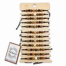Orthodox amulet bracelet for the hand with wooden beads and a cross