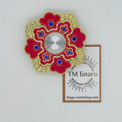 Мощевик металевий з червоною емаллю та синіми камінцями 7х7х1 см