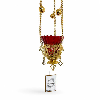 Brass pendant lamp with bell chains 9x12x65 cm
