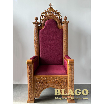 Трон деревянный резной 78х80х190 см