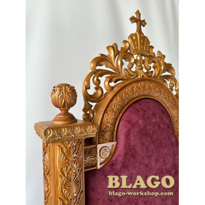 Трон деревянный резной 78х80х190 см