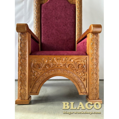 Трон деревянный резной 78х80х190 см
