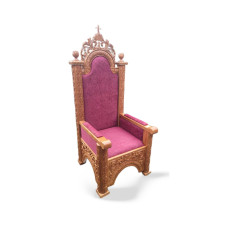 Church throne, wooden, carved, with soft upholstery, 78x80x190 cm