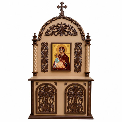 Church floor-standing censer with pedestal and carving 150x40x260 cm