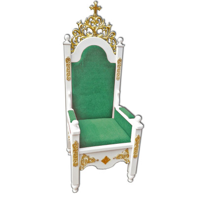 Bishop's throne, white wood with gilded carvings (74x74x195 cm)
