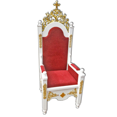 Bishop's throne, white wood with gilded carvings (74x74x195 cm)