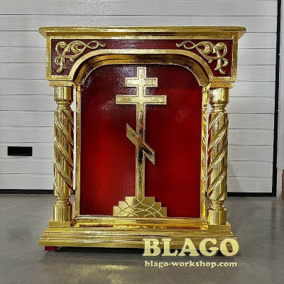  Remembrance table wooden carved with gilding, 50x50x90 cm