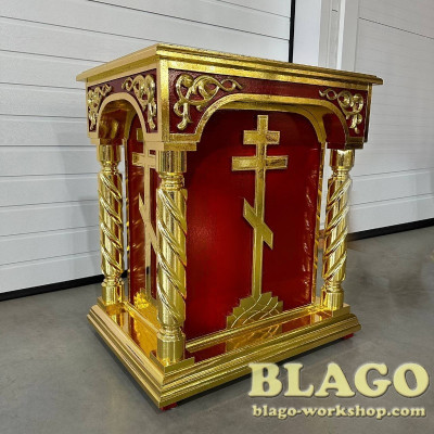  Remembrance table wooden carved with gilding, 50x50x90 cm