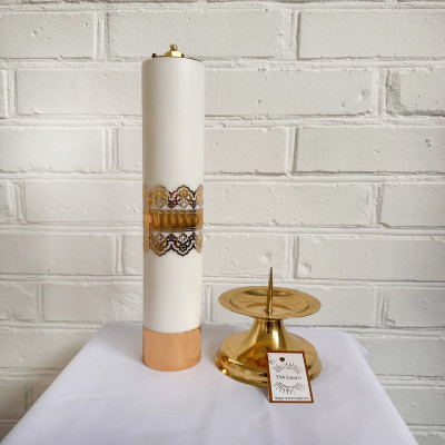 Oil candle holder with stand, made of brass12x38.5 cm