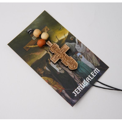 Хрест натільний середній різьблений, двохсторонній зі шнурком