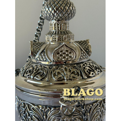 Brass censer in silver, 23x9.5 cm