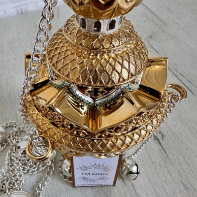 Brass incense with fragmentary gilding 63 cm