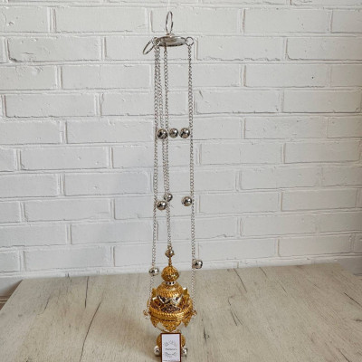 Brass incense with fragmentary gilding 63 cm