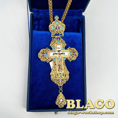 Хрест наперсний з ланцюгом та декором, 17,5х8х1,3 см