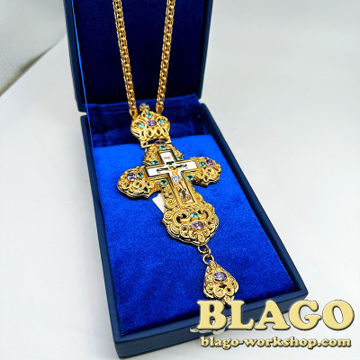 Хрест наперсний з ланцюгом та декором, 17,5х8х1,3 см