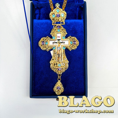 Хрест наперсний з ланцюгом та декором, 17,5х8х1,3 см