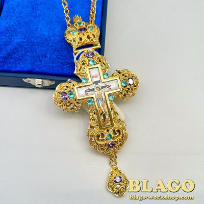 Хрест наперсний з ланцюгом та декором, 17,5х8х1,3 см