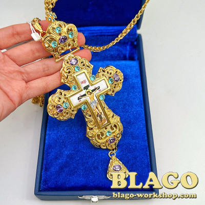 Хрест наперсний з ланцюгом та декором, 17,5х8х1,3 см