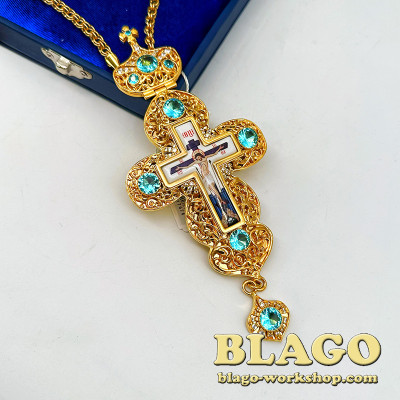 Award cross with blue inserts, 17x7x1 cm
