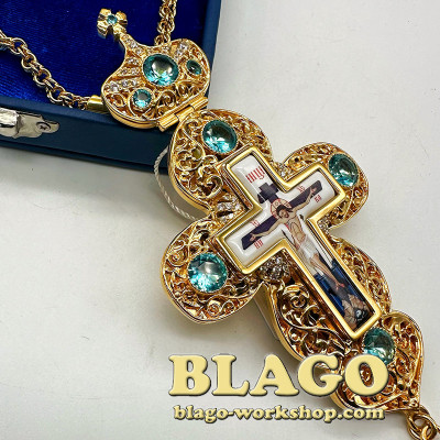 Award cross with blue inserts, 17x7x1 cm