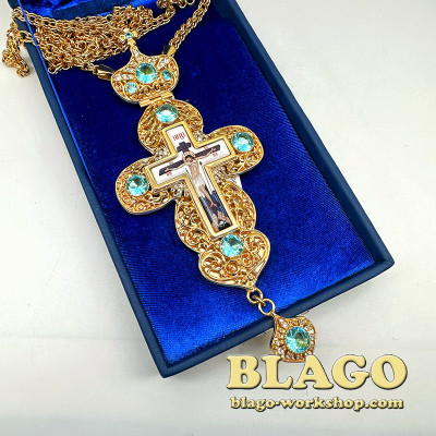 Award cross with blue inserts, 17x7x1 cm