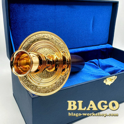 Подсвечник (односвечник) в руку позолоченный, 19 см