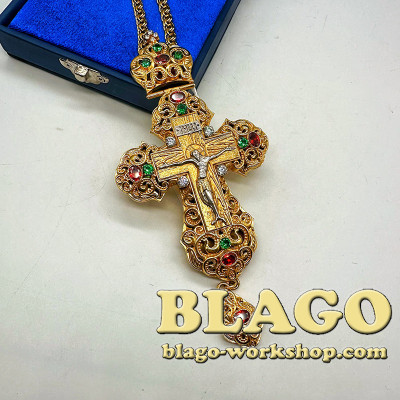 Крест нагрудный с цепью и украшениями , 17х8х1 см
