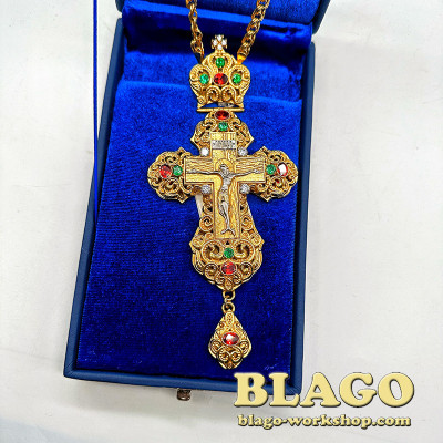 Крест нагрудный с цепью и украшениями , 17х8х1 см