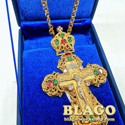 Крест нагрудный с цепью и украшениями , 17х8х1 см