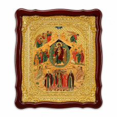 Icon for the Church of the Virgin Mary in a wooden frame under glass 42x48 cm