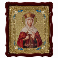 Храмова ікона Святої Великомучениці Ірини у рамі з натурального дерева 42х48 см
