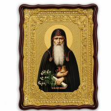 Icon for the temple of the Holy Monk Agapit of Pechersk in a wooden box under glass 60x80 cm