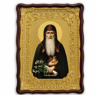 Temple icon Agapit Pecherskyi in a figured kiyot made of wood 60x80 cm
