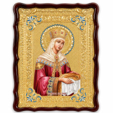 Icon of the Holy Equal-to-the-Apostles Queen Helena in a wooden case under glass 60x80 cm