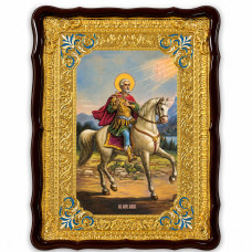 Temple icon of Saint Mina on a horse 60x80 cm