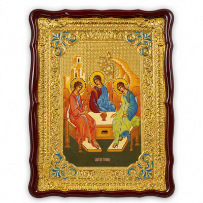 Храмова ікона Ікона Свята Трійця (Старозавітна) в дерев'яному кіоті під склом 60х80 см