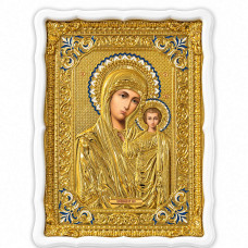 Kazan Icon of the Mother of God in a wooden white kiyot under glass 60x80 cm