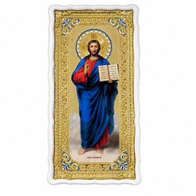 Храмовая икона Господь Вседержитель в белом киоте 60х120 см