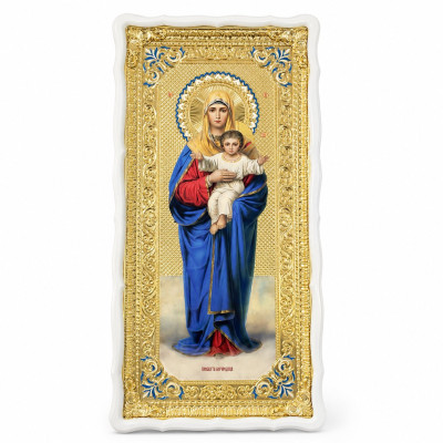 Ікона для храму Пресвятої Богородиці Благодатне Небо у білому фігурному кіоті 60х120 см