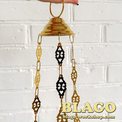 Brass pendant lamp with stones, 12x22x55 cm
