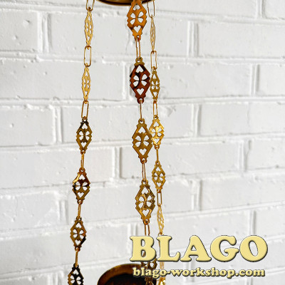 Brass pendant lamp with stones, 12x22x55 cm